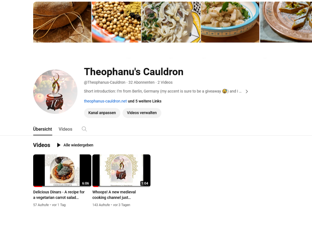Screenshot Youtube-Channel Theophanu's Cauldron about historical food